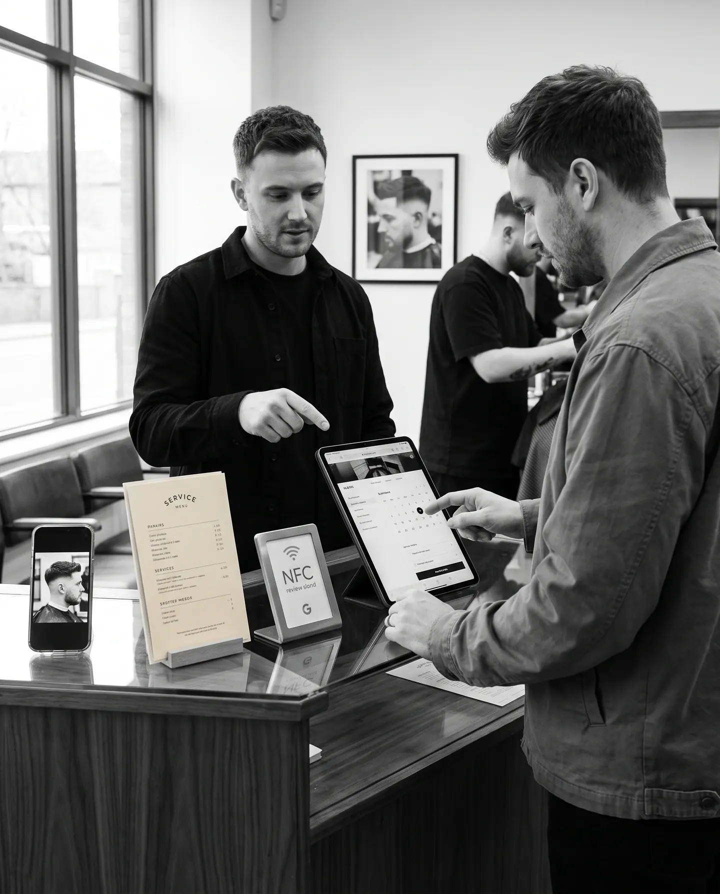 Print-, Karten- und Beschilderungsmaterial für den Salon.