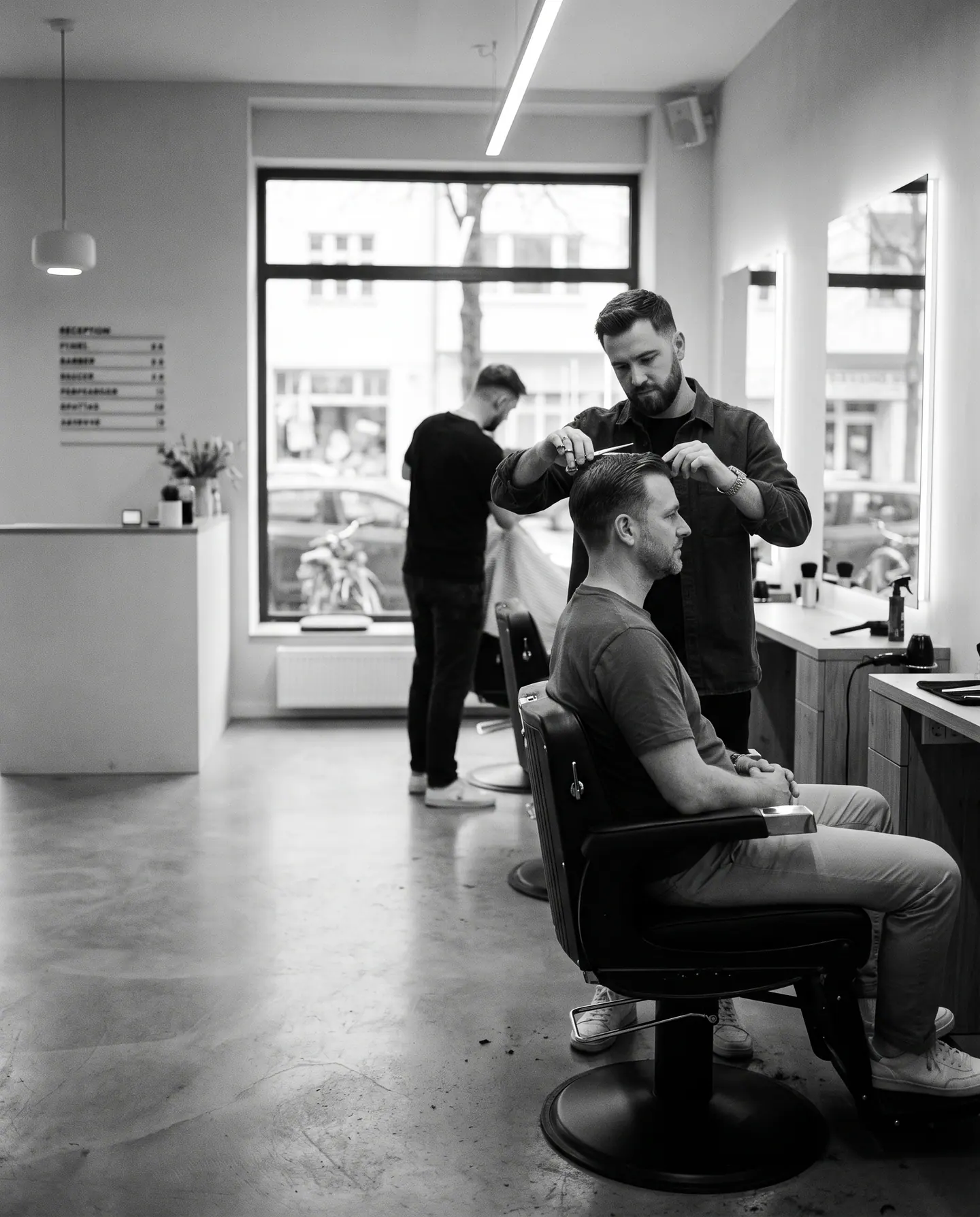 Arbeitssituation in einem Barbershop oder Salon in NRW.