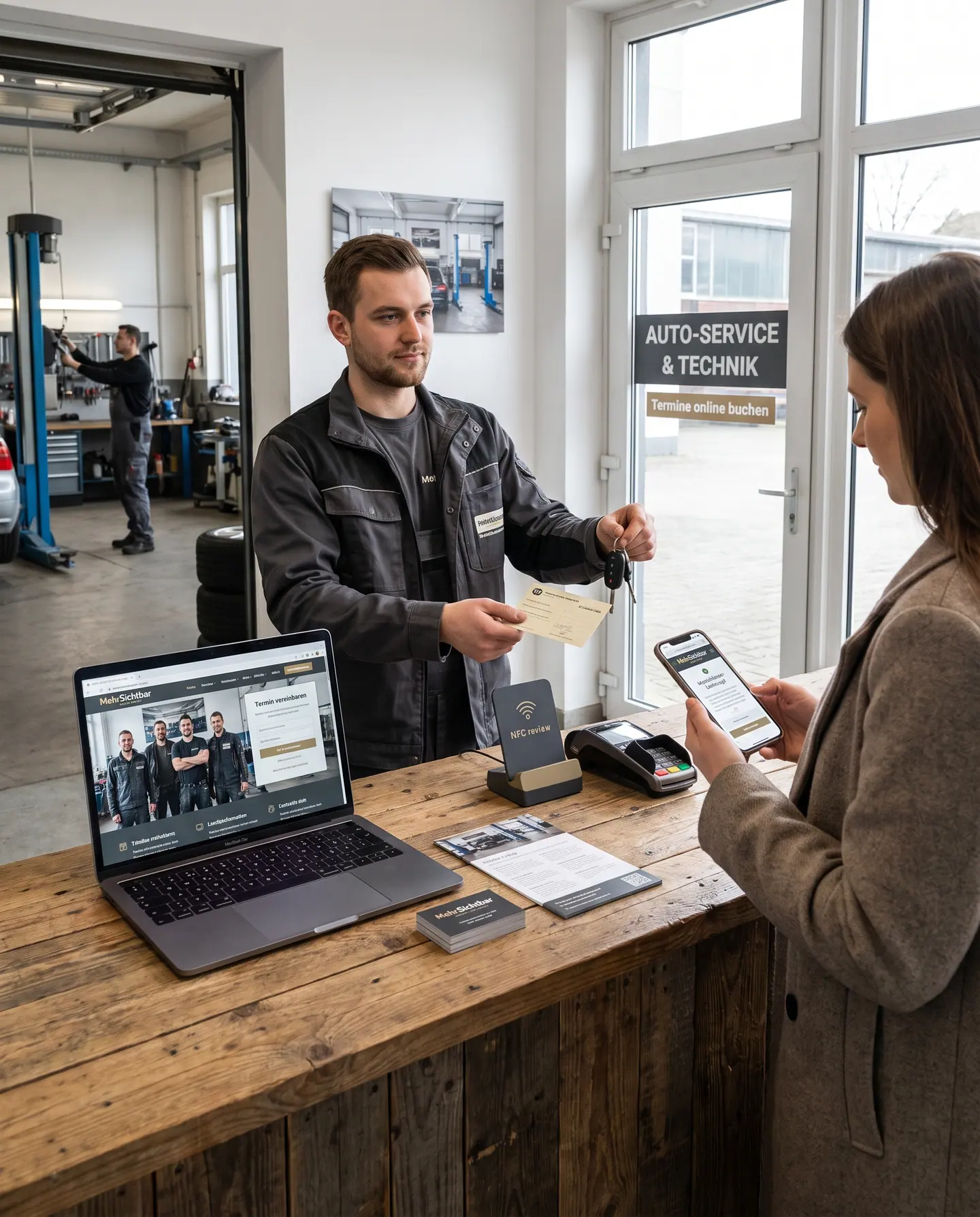 Für den Betrieb produzierte Materialien und Beschilderung.